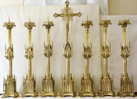 Antique French Gothic High Altar Set